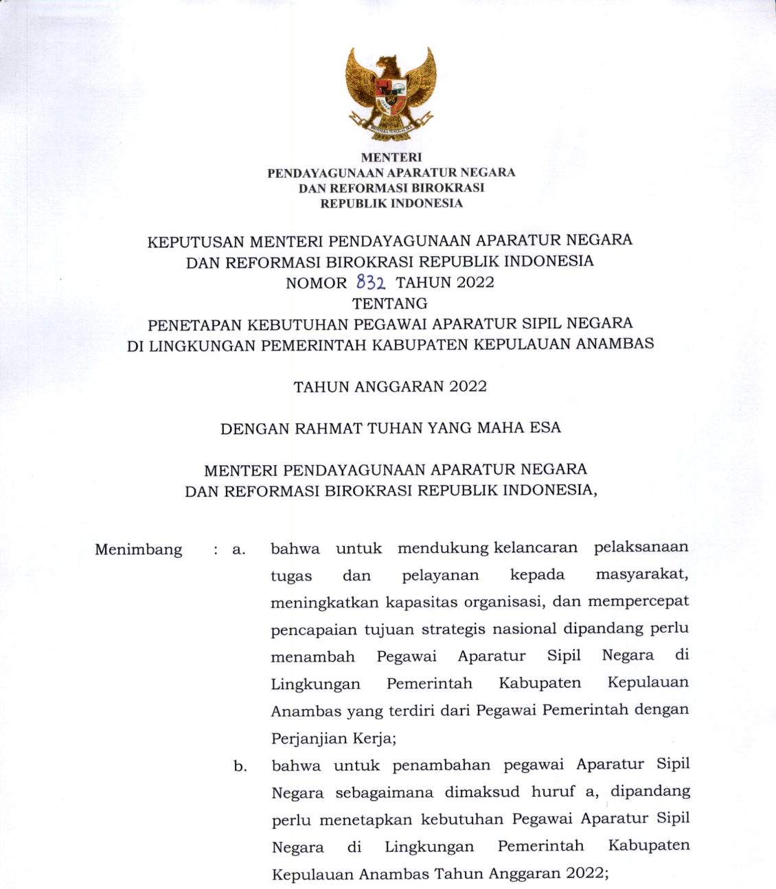 Formasi Resmi PPPK 2022 Kabupaten Anambas